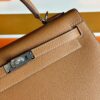 H Factory Bags Kelly Epsom Leather Golden Brown Silver Hardware 25cm Full Handmade
