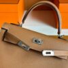 H Factory Bags Kelly Epsom Leather Golden Brown Silver Hardware 25cm Full Handmade