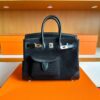 H Factory Bags Birkin Cargo Canvas & Swift Leather Black Silver Hardware 25cm Full Handmade