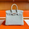 H Factory Bags Birkin Matte Porosus Crocodile CK80 Pearl Grey Silver Hardware 25cm Full Handmade