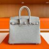 H Factory Bags Birkin Matte Porosus Crocodile CK80 Pearl Grey Silver Hardware 25cm Full Handmade