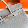 H Factory Bags Birkin Matte Porosus Crocodile CK80 Pearl Grey Silver Hardware 25cm Full Handmade