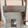 H Factory Bags Birkin Matte Porosus Crocodile CK80 Pearl Grey Silver Hardware 25cm Full Handmade