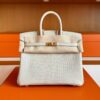 H Factory Bags Birkin Matte Porosus Crocodile Cream White Gold Hardware 25cm Full Handmade