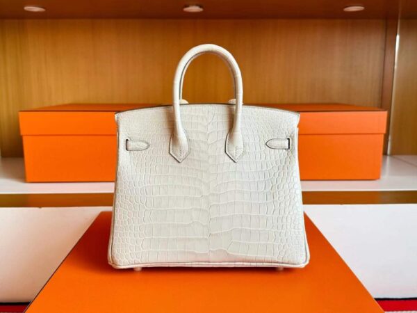 H Factory Bags Birkin Matte Porosus Crocodile Cream White Gold Hardware 25cm Full Handmade
