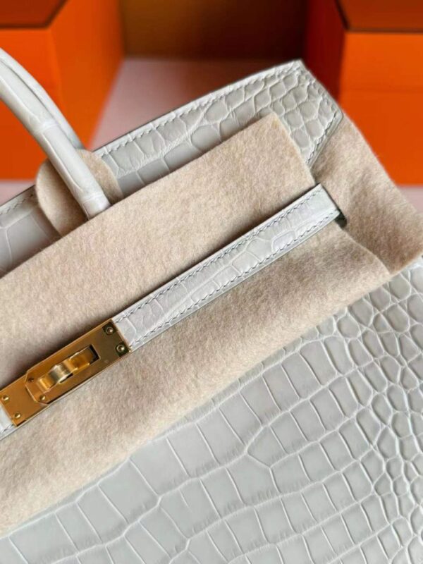 H Factory Bags Birkin Matte Porosus Crocodile Cream White Gold Hardware 25cm Full Handmade
