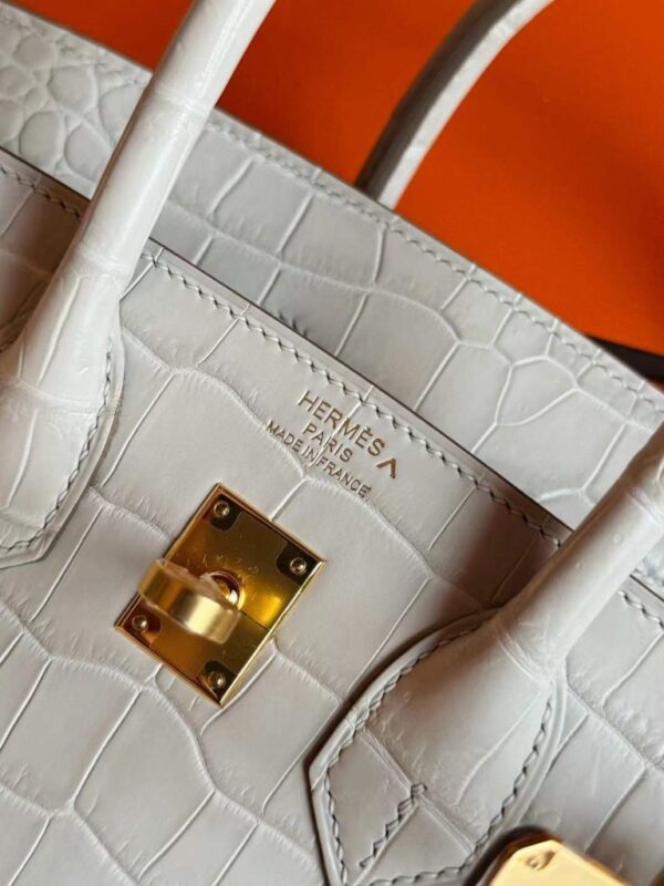 H Factory Bags Birkin Matte Porosus Crocodile Cream White Gold Hardware 25cm Full Handmade