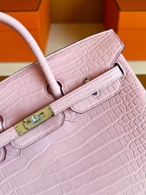 H Factory Bags Birkin Matte Porosus Crocodile Sakura Pink Silver Hardware 25cm Full Handmade