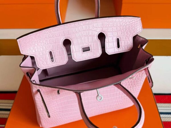 H Factory Bags Birkin Matte Porosus Crocodile Sakura Pink Silver Hardware 25cm Full Handmade