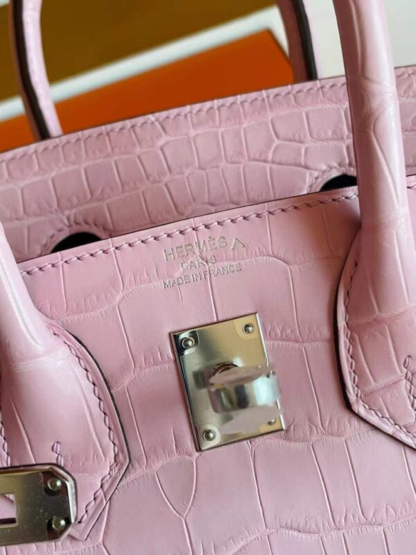 H Factory Bags Birkin Matte Porosus Crocodile Sakura Pink Silver Hardware 25cm Full Handmade