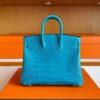 H Factory Bags Birkin Shiny Porosus Crocodile 7W Izmir Blue Silver Hardware 25cm Full Handmade