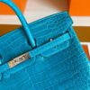 H Factory Bags Birkin Shiny Porosus Crocodile 7W Izmir Blue Silver Hardware 25cm Full Handmade