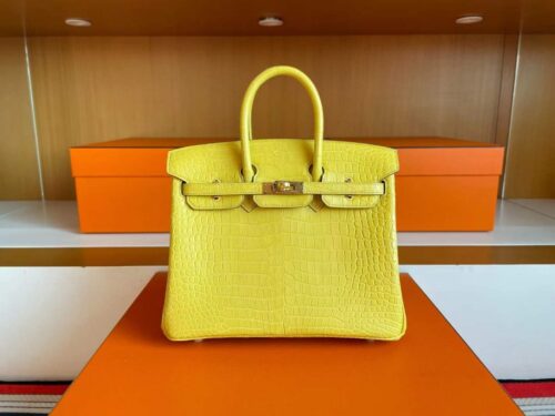 H Factory Bags Birkin Matte Porosus Crocodile M9 Calendula Yellow Gold Hardware 25cm Full Handmade