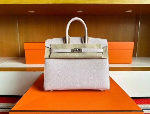 H Factory Bags Birkin Sellier Epsom Leather Light Pink Silver Hardware 25cm Full Handmade