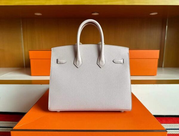 H Factory Bags Birkin Sellier Epsom Leather Light Pink Silver Hardware 25cm Full Handmade