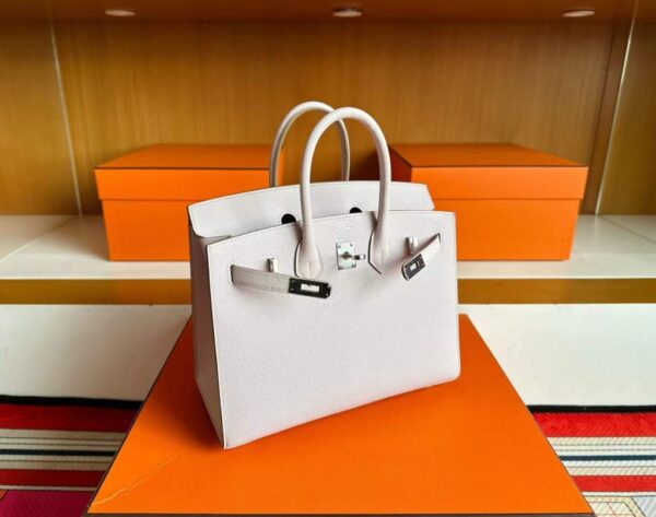 H Factory Bags Birkin Sellier Epsom Leather Light Pink Silver Hardware 25cm Full Handmade