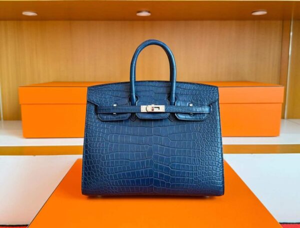 2025-11-13_165759_240-1024x777-1 H Factory Bags Birkin Matte Alligator Crocodile Gem Blue Silver Hardware 25cm Full Handmade