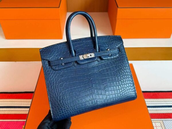 2025-11-13_165803_160-1024x768-1 H Factory Bags Birkin Matte Alligator Crocodile Gem Blue Silver Hardware 25cm Full Handmade