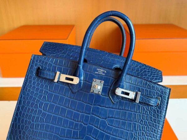 2025-11-13_165804_921-1024x768-1 H Factory Bags Birkin Matte Alligator Crocodile Gem Blue Silver Hardware 25cm Full Handmade