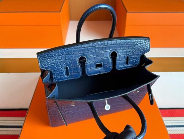 2025-11-13_165808_344-1024x777-1 H Factory Bags Birkin Matte Alligator Crocodile Gem Blue Silver Hardware 25cm Full Handmade