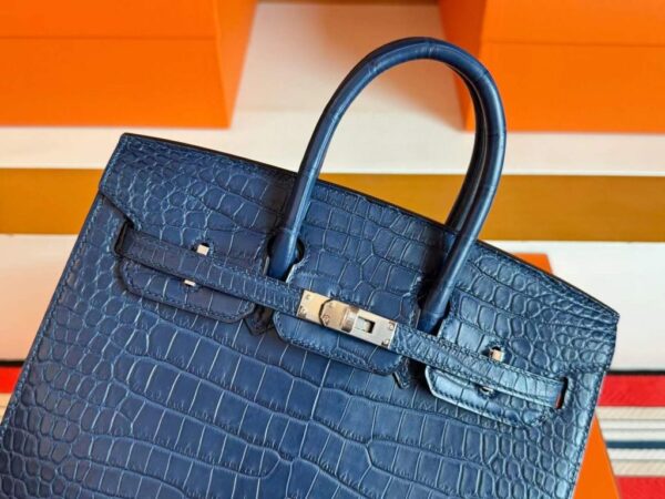 2025-11-13_165810_008-1024x768-1 H Factory Bags Birkin Matte Alligator Crocodile Gem Blue Silver Hardware 25cm Full Handmade