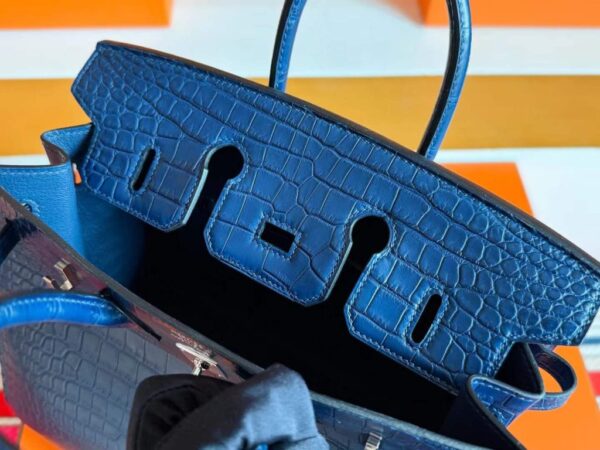 2025-11-13_165813_665-1024x768-1 H Factory Bags Birkin Matte Alligator Crocodile Gem Blue Silver Hardware 25cm Full Handmade