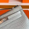 H Factory Bags Mini Kelly Pochette Matte Alligator Crocodile CK80 Pearl Grey Silver Hardware 22cm Full Handmade