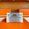 H Factory Bags Mini Kelly Pochette Lizard Leather Original Color Silver Hardware 22cm Full Handmade