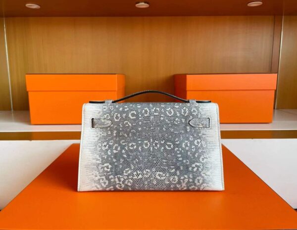 H Factory Bags Mini Kelly Pochette Lizard Leather Original Color Silver Hardware 22cm Full Handmade