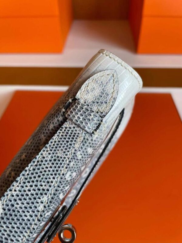 H Factory Bags Mini Kelly Pochette Lizard Leather Original Color Silver Hardware 22cm Full Handmade
