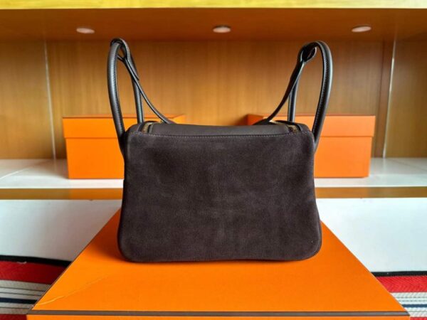 H Factory Bags Lindy Swift & Chamois Leather Ebony Color Gold Hardware 26cm Full Handmade