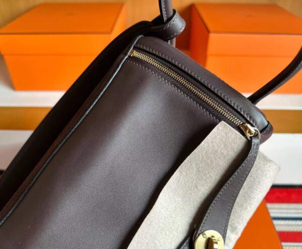 H Factory Bags Lindy Swift & Chamois Leather Ebony Color Gold Hardware 26cm Full Handmade