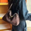 H Factory Bags Lindy Swift & Chamois Leather Ebony Color Gold Hardware 26cm Full Handmade