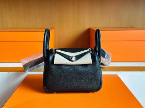 H Factory Bags Mini Lindy TC Leather CK89 Black Silver Hardware 19cm Full Handmade