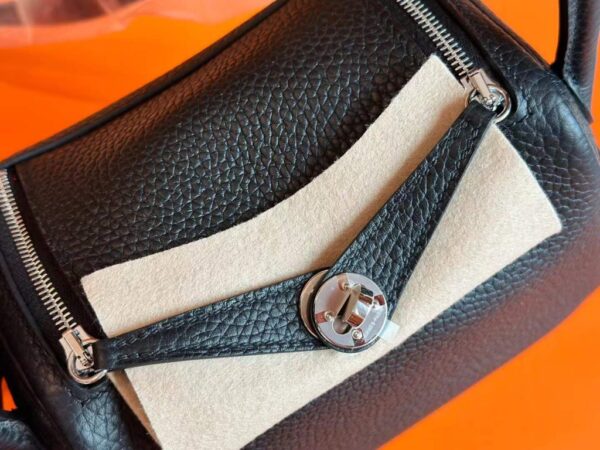 H Factory Bags Mini Lindy TC Leather CK89 Black Silver Hardware 19cm Full Handmade