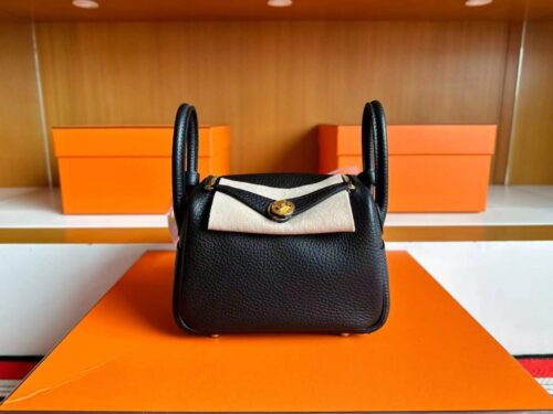 H Factory Bags Mini Lindy TC Leather CK89 Black Gold Hardware 19cm Full Handmade