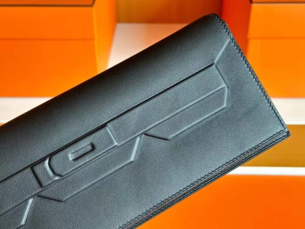 H Factory Bags Birkin Shadow Clutch Swift Leather CK89 Black 26cm Full Handmade