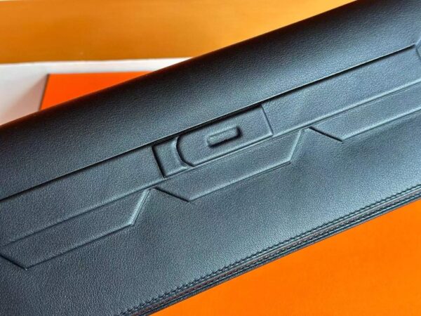 H Factory Bags Birkin Shadow Clutch Swift Leather CK89 Black 26cm Full Handmade