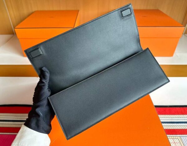 H Factory Bags Birkin Shadow Clutch Swift Leather CK89 Black 26cm Full Handmade