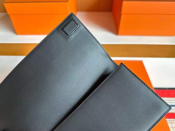 H Factory Bags Birkin Shadow Clutch Swift Leather CK89 Black 26cm Full Handmade