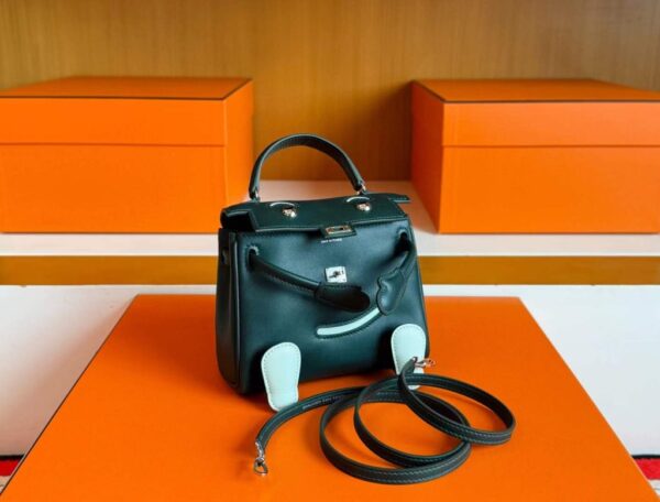 2025-11-13_174258_615-1024x779-1 H Factory Bags Kelly Doll Swift Leather Deep Green & Light Green Silver 16cm Full Handmade