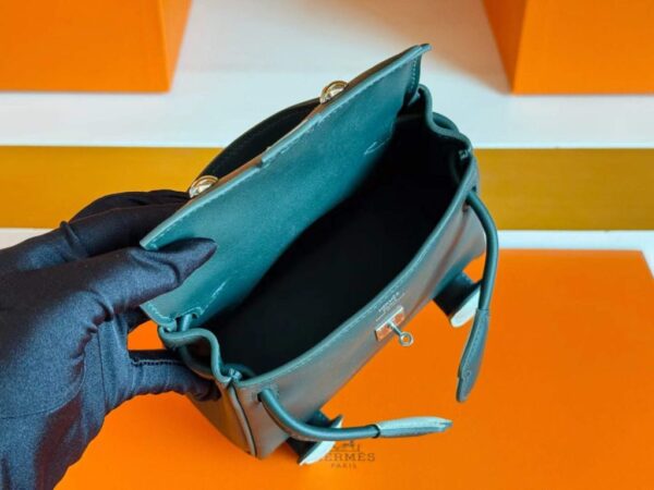 2025-11-13_174306_502-1024x768-1 H Factory Bags Kelly Doll Swift Leather Deep Green & Light Green Silver 16cm Full Handmade