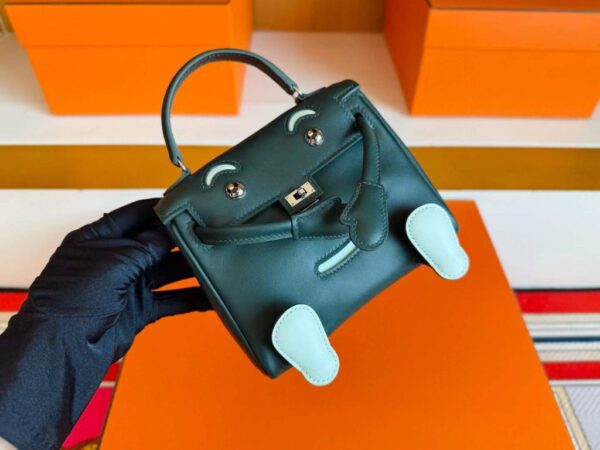 2025-11-13_174311_440-1024x768-1 H Factory Bags Kelly Doll Swift Leather Deep Green & Light Green Silver 16cm Full Handmade