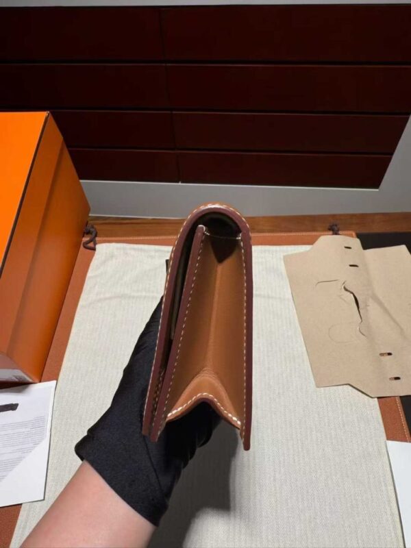 H Factory Bags Birkin Shadow Clutch Swift Leather CK37 Golden Brown 26cm Full Handmade