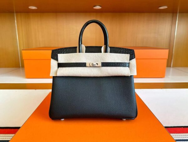 2025-11-16_093921_739-1024x771-1 H Factory Bags Birkin Touch Togo & Matte Alligator Crocodile CK89 Black Silver Hardware 25cm Full Handmade