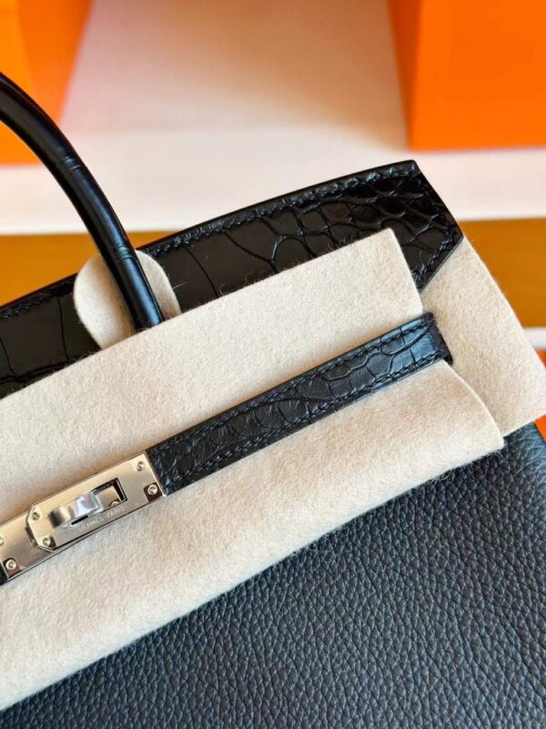 2025-11-16_093929_195-768x1024-1 H Factory Bags Birkin Touch Togo & Matte Alligator Crocodile CK89 Black Silver Hardware 25cm Full Handmade