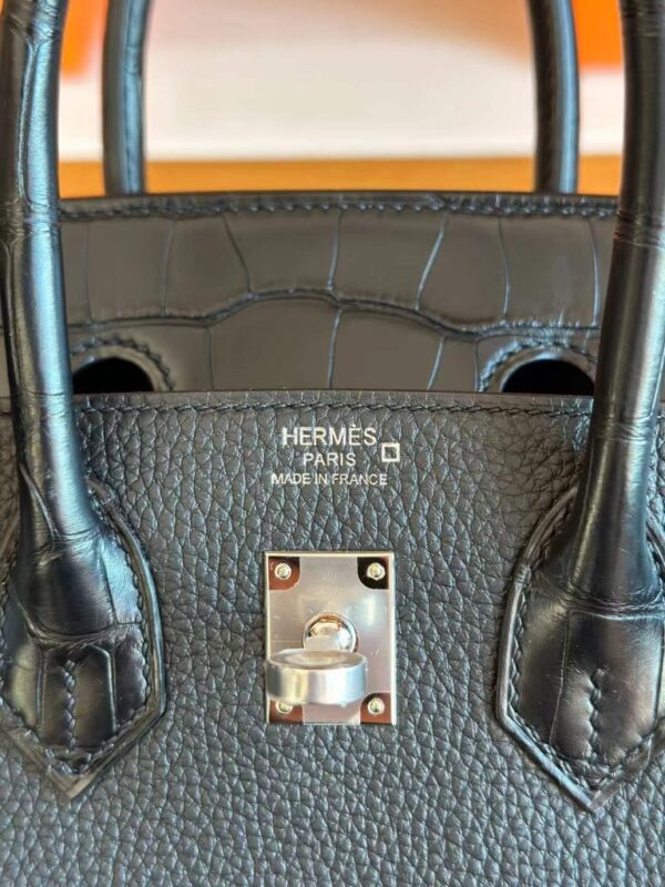 2025-11-16_093937_947-768x1024-1 H Factory Bags Birkin Touch Togo & Matte Alligator Crocodile CK89 Black Silver Hardware 25cm Full Handmade