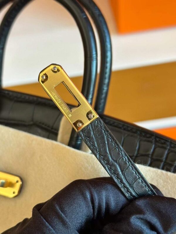 H Factory Bags Birkin Touch Togo & Matte Alligator Crocodile CK89 Black Gold Hardware 25cm Full Handmade