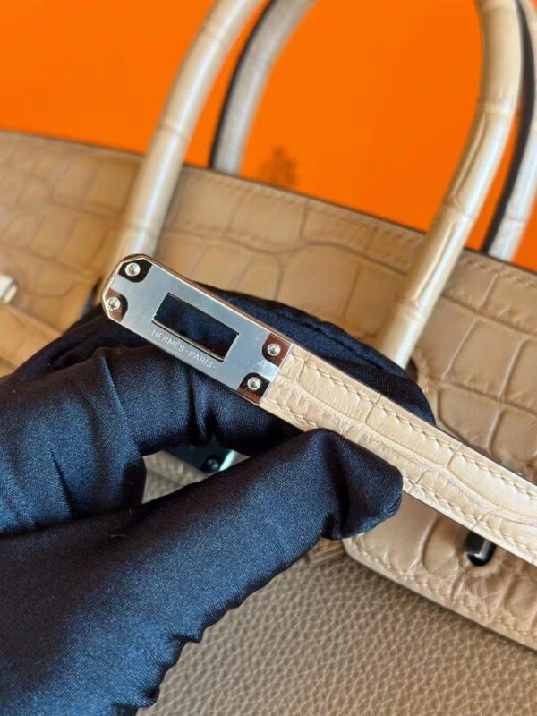 H Factory Bags Birkin Touch Togo & Matte Alligator Crocodile Tea Khaki Silver Hardware 25cm Full Handmade