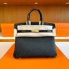 H Factory Bags Birkin Touch Togo & Shiny Alligator Crocodile CK89 Black Gold Hardware 25cm Full Handmade